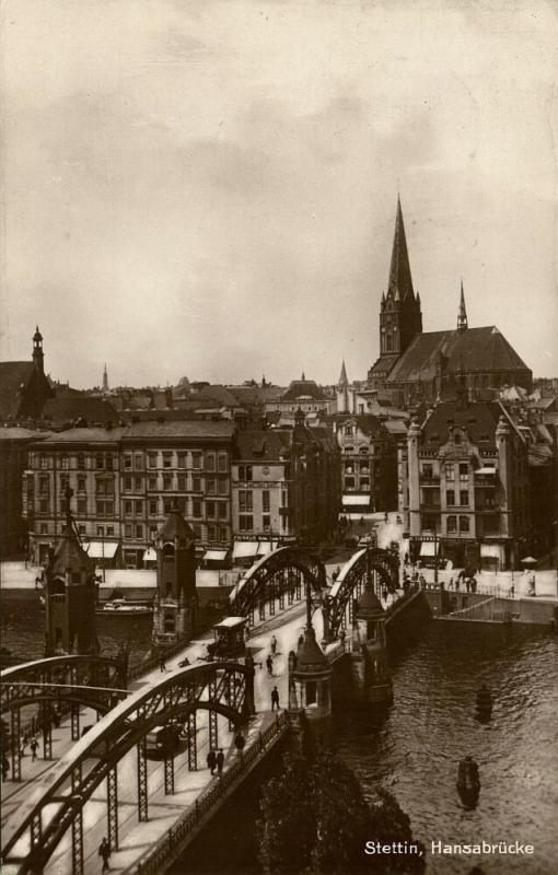 poland, SZCZECIN STETTIN, Hansabrücke (1928) RPPC