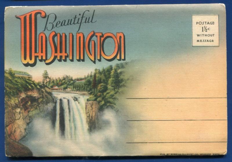 Beautiful Washington Mt Rainier Baker Lake Crescent postcard folder