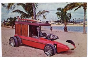 Hot Rod Car Postcard Surf Woody Auto Beatnik Barris 1965 Original Groovy Mod AMT