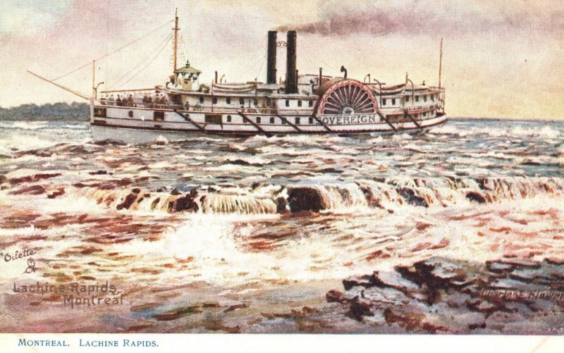 Vintage Postcard Lachine Rapids St. Lawrence River Miles From Montreal Canada