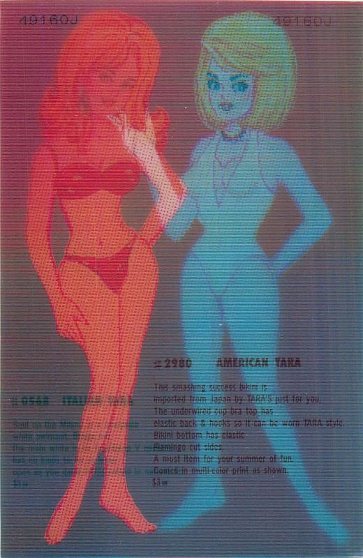 Amazing miracle 3D post card Fiorucci 1987 Italian vs American Tara fashion