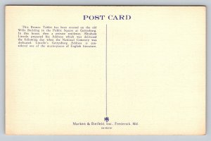 Gettysburg Lincoln's Address Bronze Tablet Linen Postcard Unposted