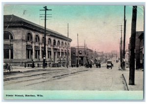 1916 State Street Buildings Scene Racine Wisconsin WI Posted Vintage Postcard