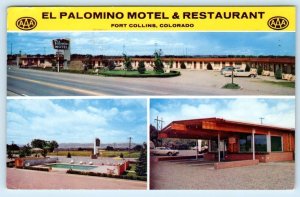 FORT COLLINS, CO Colorado~ Roadside EL PALOMINO MOTEL & Restaurant 1964 Postcard