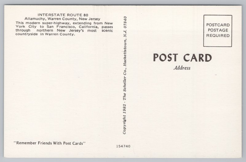 Allamuchy New Jersey~Interstate 80 Aerial View in Fall~Vintage Postcard