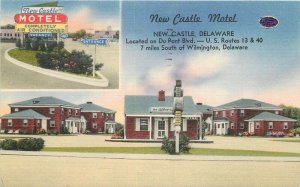 1950s Delaware Wilmington New Castle Motel roadside Postcard Mellinger 22-11579