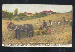 INTERNATIONAL HARVESTER COMPANY FARM MACHINERY FINLAND ADVERTISING POSTCARD