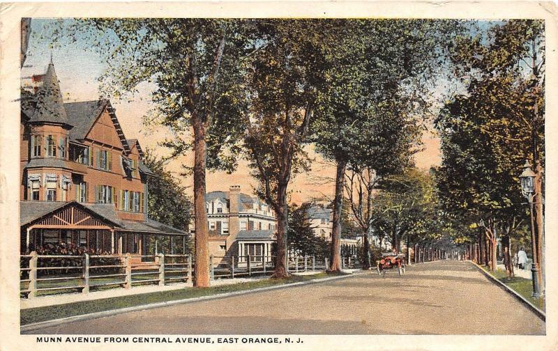 C14/ East Orange New Jersey NJ Postcard 1916 Munn Ave from Central Ave Homes