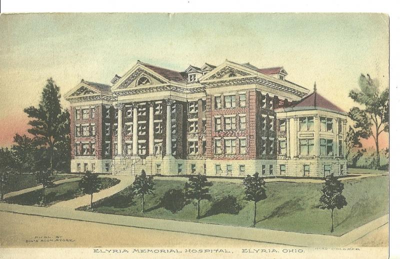 1909 Elyria Memorial Hospital, Elyria, Ohio ~ Hand Colored