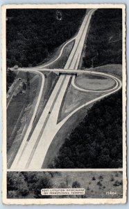 1940 Harrisburg Pennsylvania Postcard Fort Littleton Interchange Turnpike Linen