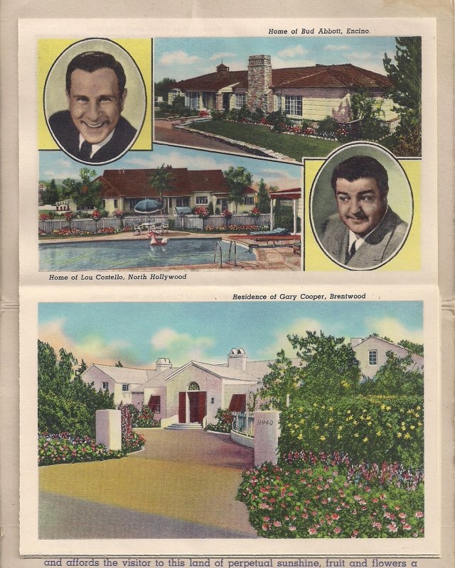 Souvenir FOLDER, Hollywood CA, Homes of Movie Stars, 1940, Judy Garland, Film