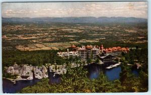MOHONK LAKE, NY ~ LAKE MOHONK MOUNTAIN HOUSE View from Sky Top  1943 Postcard