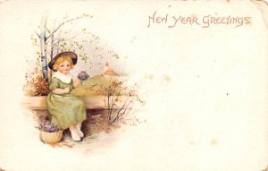 Artist Signed New Year Greetings, Frances Brundage Unused 