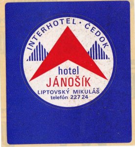 Czechoslovakia Liptovsky Mikulas Hotel Janosik Vintage Luggage Labe sk3625