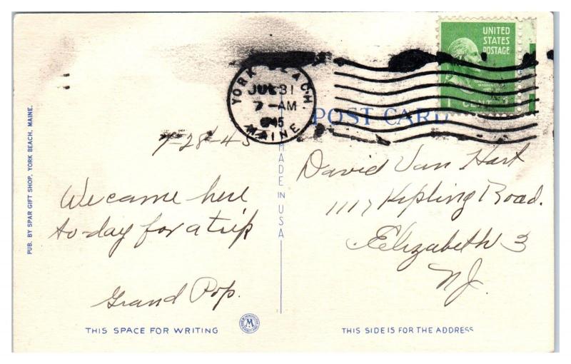 1945 Ocean House, Breakers & Algonquin, York Beach, ME Postcard Postal Ink Leak 