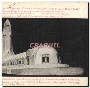 Old Postcard Douaumont Ossuary and headlight Rear Catholic Chapel monument