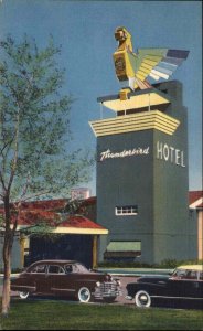 Las Vegas Nevada NV Thunderbird Hotel Classic Car Art Deco Linen Postcard