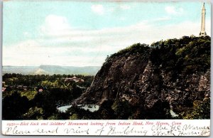New Haven CT-Connecticut, 1908 East Rock Soldiers Monument Indian Head Postcard