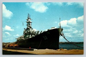 USS  Massachusetts   Taunton River  Fall River  Massachusetts    Postcard
