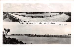 Kansas Ks Real Photo RPPC Postcard 1941 GARNETT Lake Garnett 2View Bridge