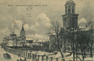latvia russia, JELGAVA MITAU, German Commandery and Russian Church (1916)