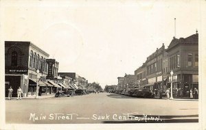 Sauk Centre MN Main Street Great Signage Storefronts RPO Cancel RPPC