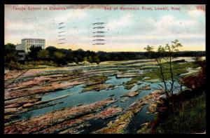 Bed of Merrimack River, Textile School, Lowell MA Vintage c1909 Postcard G24
