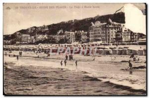 Trouville Queen of Beaches Old Postcard The beach at high tide