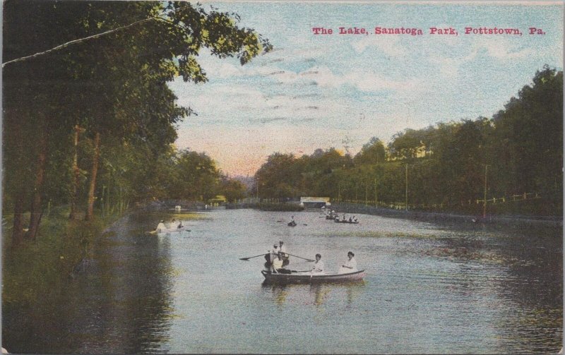 Postcard The Lake Sanatoga Park Pottstown PA 1911