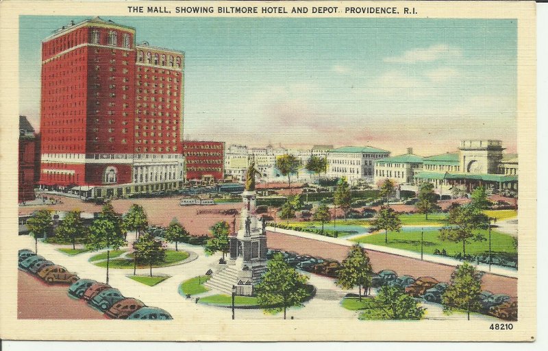 The Mall, Showing Biltmore Hotel And Depot, Providence R.I.