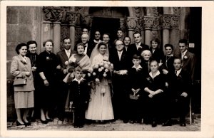 Murrhardt Germany Mid Century Wedding Party at Church Postcard Z14