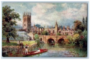 c1910 Magdalon College from Cherwell Oxford England Oilette Tuck Art Postcard 