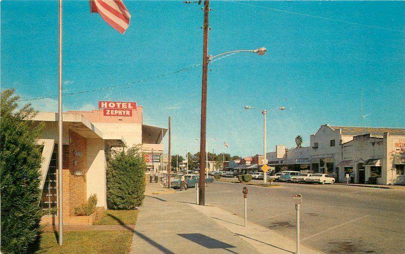 Autos 1960s Zephyrhills Florida 5th Avenue Hotel Beckett postcard 1315