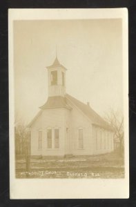 RPPC BUFFALO KANSAS METHODIST CHURCH VINTAGE REAL PHOTO POSTCARD 1914