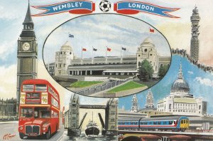 Wembley Home Of 1996 European Football Championships Transport Painting Postcard