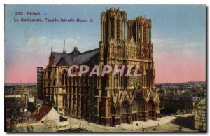 Old Postcard Reims Cathedrale Facade North Side