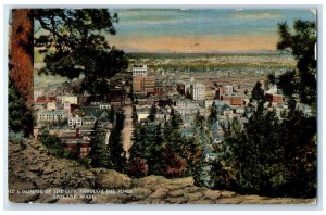 1919 Glimpse City Through Pines Exterior Building Spokane Washington WA Postcard