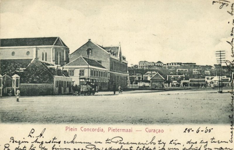 curacao, W.I., WILLEMSTAD, Pietermaai Concordia Square, Gebr. Jonckheer Postcard