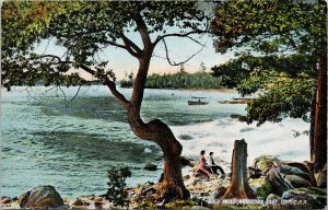 Bala Falls Muskoka Ontario ON People Boat Unused Illustrated Co Postcard H15