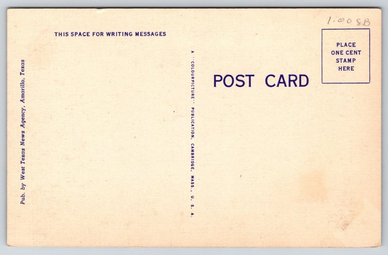 Amarillo Texas~City Downtown Aerial View~Skyscraper~Streets~Linen 1940s Postcard