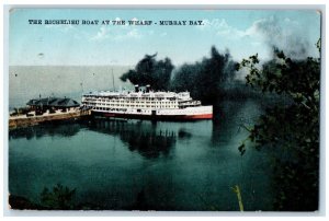 1938 The Richelieu Boat at the Wharf Murray Bay Quebec Canada Postcard