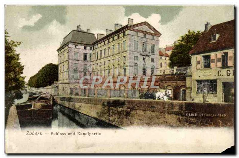 Old Postcard Zabern Schloss und Kanalpartie