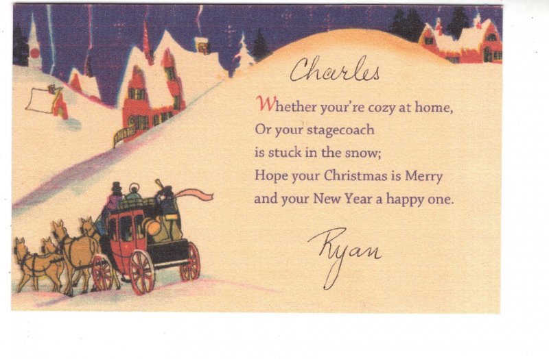 Christmas Card, Horse and Wagon