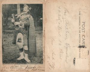 SCOTTISH BLACK WATCH PIPER ANTIQUE UNDIVIDED POSTCARD