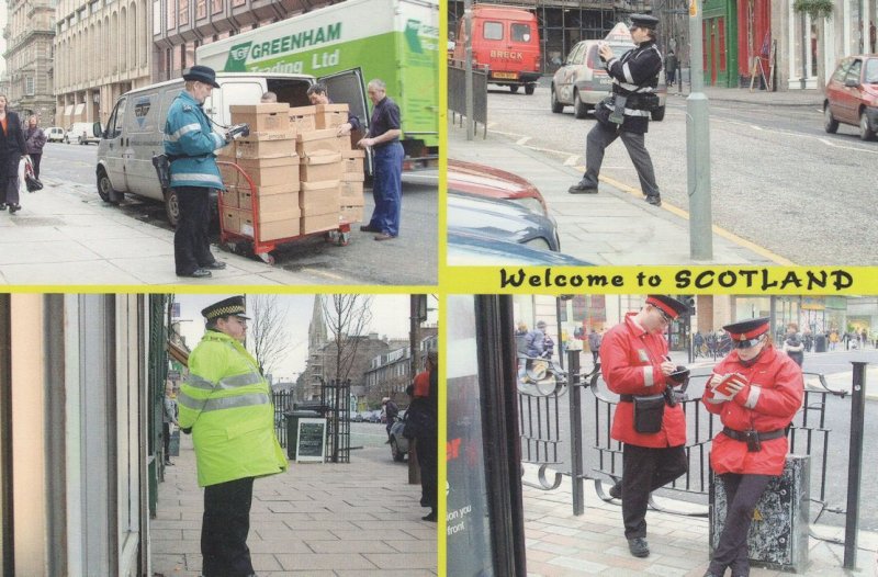 Scotland Police Traffic Warden Car Park Attendant Scottish Postcard