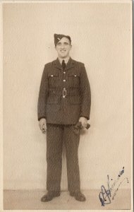 Portrait of Smiling Military Man Soldier RPPC Morecambe England Postcard F63