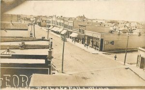 Postcard RPPC Minnesota Red Lake Falls Birdseye Street scene 23-1663