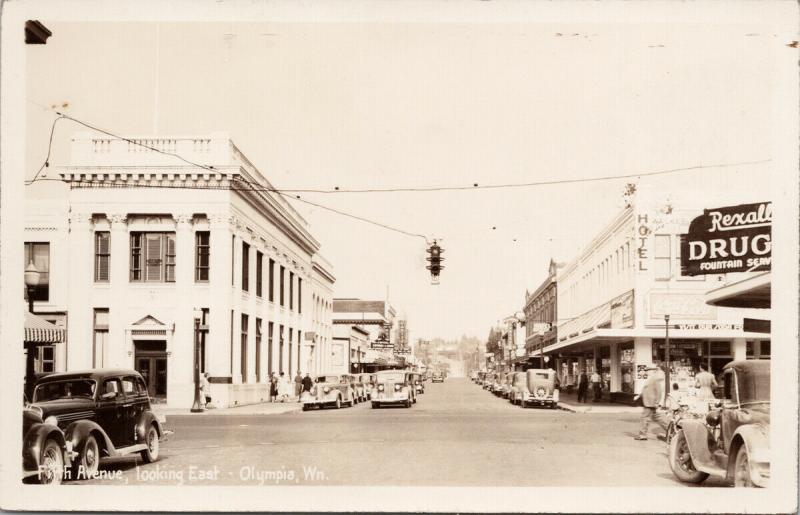 Olympia WA Fifth Avenue Looking East Real Photo Postcard E62