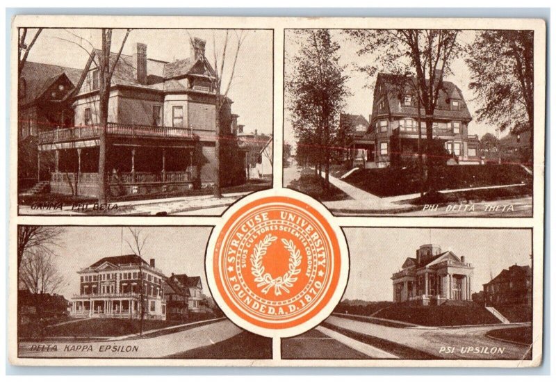 c1910's Syracuse University Logo Buildings Multiview Syracuse NY Posted Postcard 