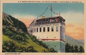 Postcard SS Grand View Point Hotel 17 miles West of Bedford PA